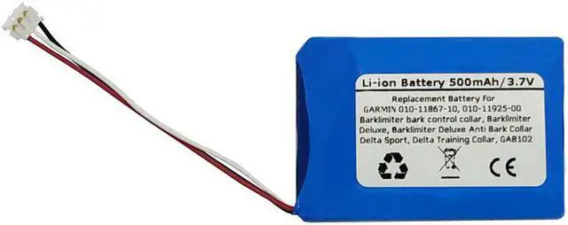 Main image of 3.7V/500mAh Replace Battery for Garmin 010-11867-10, 010-11925-00, Barklimiter bark Control Collar, Barklimiter Deluxe, Barklimiter Deluxe Anti Bark Collar, Delta Sport, Delta Training Collar, GAB102