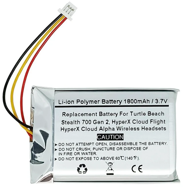 Main image of 1800mAH 3.7V Replacement Battery Compatible with Turtle Beach Stealth 700 Gen 2, Hyper X Cloud Flight, Hyper X Cloud Alpha Wireless Headsets