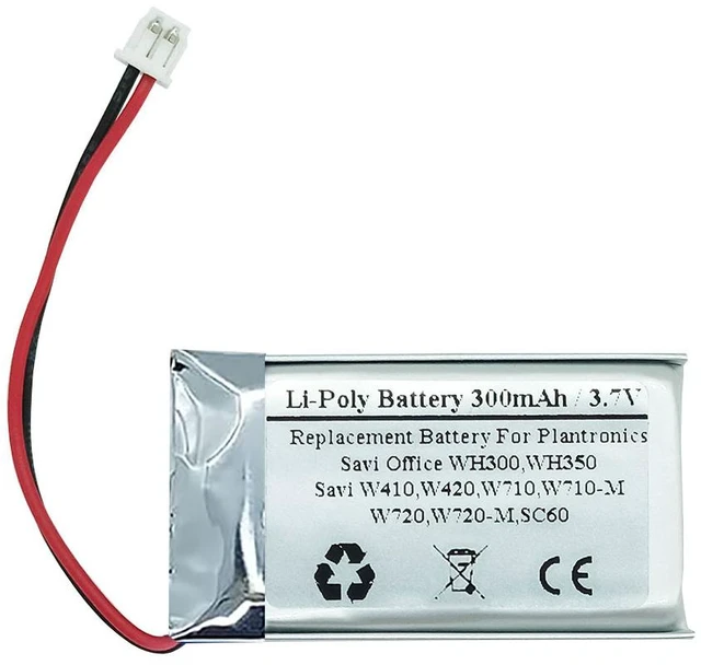 Main image of STARTONG 300mAh 3.7V Replacement Battery for Plantronics Savi Office WH300,WH350, Savi W410, Savi W420, W710,W710-M, Savi W720, W720-M, SC60, Supra Plus Wireless Headsets