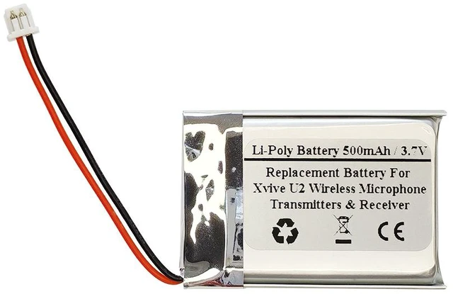 Main image of 500mAh 3.7V Replacement Battery for Xvive U2 Wireless Microphone Transmitters & Receiver