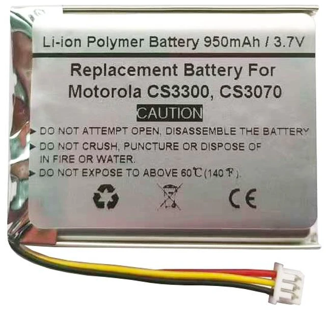 Main image of 3.7V 950mAH Replacement Battery for Motorol a CS3300, CS3070, Fits Motorola 82-133770-01 Bluetooth Wireless USB Barcode Scanners