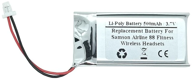 Main image of 500mAh 3.7V Replacement Battery for Samson Airline 88 Fitness Wireless Headsets, 1icp7/21/41, 602040