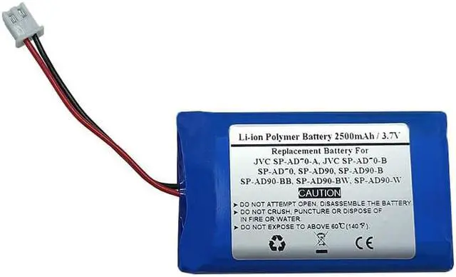 Main image of 2500mAh 3.7V Replacement Battery For JVC JVC SP-AD70-A, JVC SP-AD70-B, SP-AD70, SP-AD90, SP-AD90-B, SP-AD90-BB, SP-AD90-BW, SP-AD90-W, JVC OJCJ-034