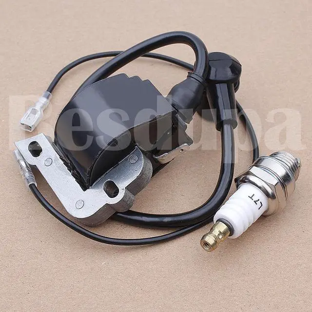 Alt view image 2 of 3 - Ignition Coil Spark Plug Kit For Husqvarna 394 395 395 EPA 394XP Chainsaw Replacement 503 63 98 01