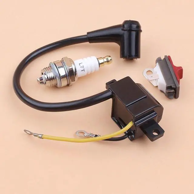 Alt view image 2 of 3 - OLD TYPE Ignition Coil Module Switch Spark Plug Kit For HUSQVARNA 266 61 66 162 Gas Chainsaw Replacement 501516201, 501617201