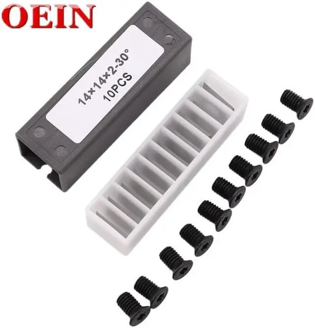 Main image of 10Pcs 14Mm Carbide Inserts Cutters Knives Replacement Square Straight 14Mm x 14 x 2Mm with Screws for Grizzly T21348 and Woodwor