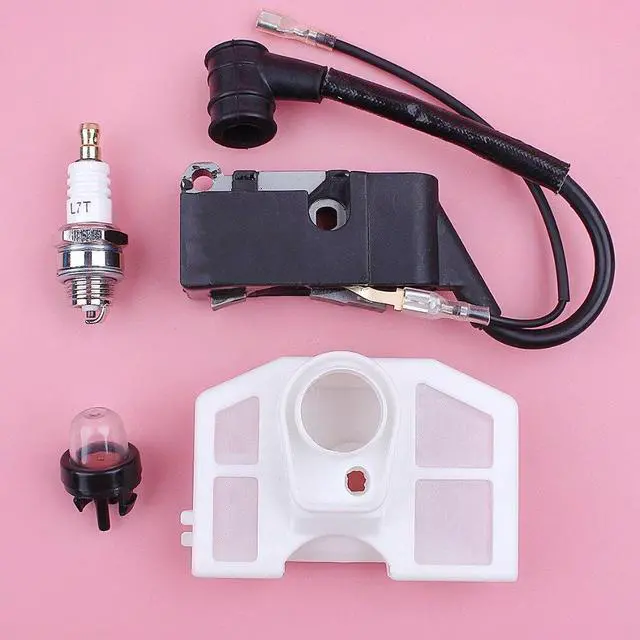 Alt view image 2 of 3 - Ignition Coil Air Filter Primer Bulb Spark Plug Kit For Chinese 4500 5200 5800 45cc 52cc 58cc Chainsaw Replacement Part