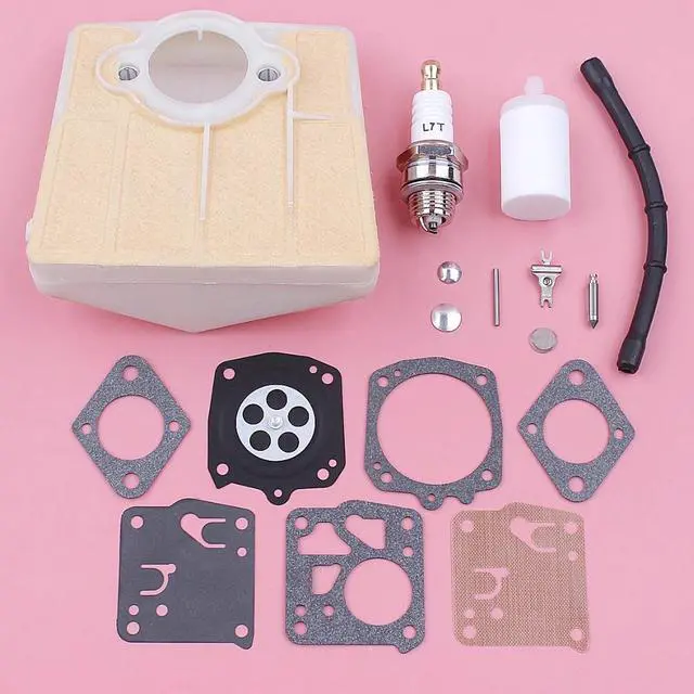 Alt view image 2 of 3 - Air Fuel Filter Line Spark Plug For Husqvarna 61 66 266 Carburetor Repair Rebuild Kit Chainsaw Spare Replacement Part