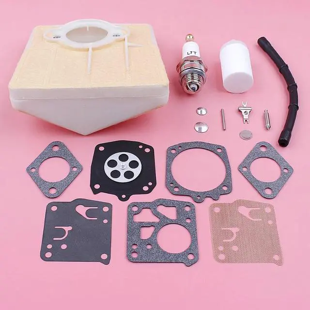 Alt view image 3 of 3 - Air Fuel Filter Line Spark Plug For Husqvarna 61 66 266 Carburetor Repair Rebuild Kit Chainsaw Spare Replacement Part