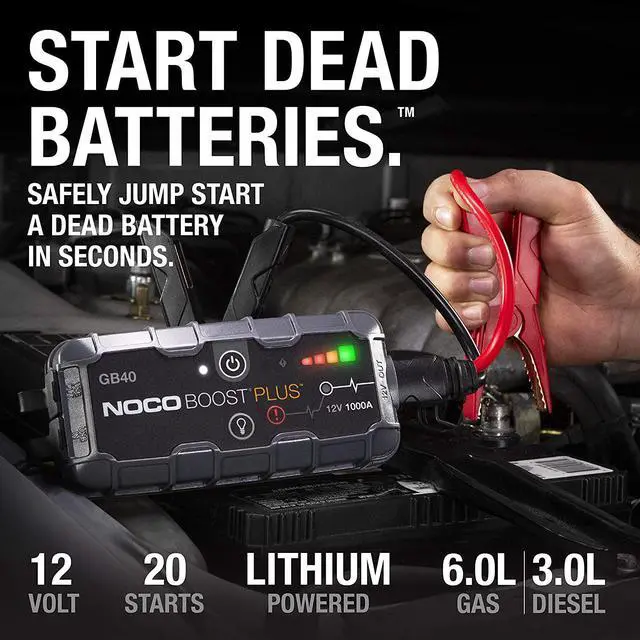 Alt view image 2 of 7 - NOCO Boost Plus GB40 1000 Amp 12-Volt UltraSafe Lithium Jump Starter Box, Car Battery Booster Pack, Portable Power Bank Charger, and Jumper Cables For Up To 6-Liter Gasoline and 3-Liter Diesel Engines