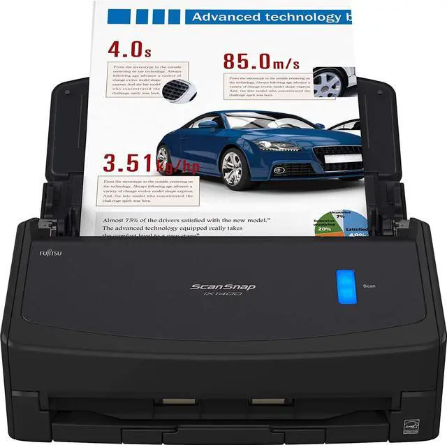 Alt view image 2 of 7 - Fujitsu ScanSnap iX1400 Simple One-Touch Button Document Scanner for Mac or PC, Black