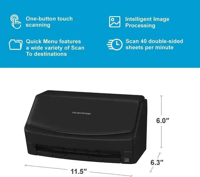 Alt view image 3 of 7 - Fujitsu ScanSnap iX1400 Simple One-Touch Button Document Scanner for Mac or PC, Black