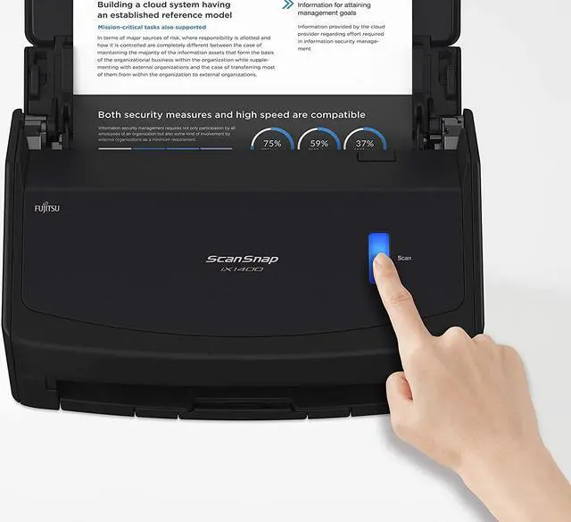Alt view image 4 of 7 - Fujitsu ScanSnap iX1400 Simple One-Touch Button Document Scanner for Mac or PC, Black