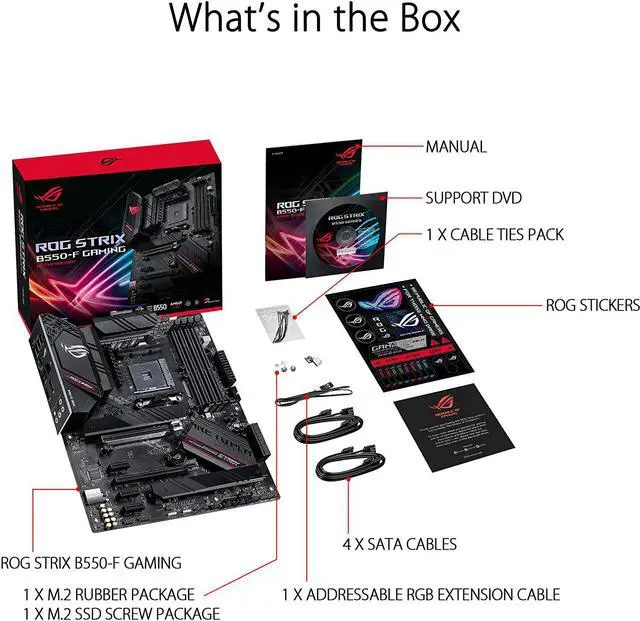 Alt view image 2 of 7 - ASUS ROG Strix B550-F Gaming AMD AM4 Zen 3 Ryzen 5000 & 3rd Gen Ryzen ATX Gaming Motherboard (PCIe 4.0, 2.5Gb LAN, BIOS Flashback, HDMI 2.1, Addressable Gen 2 RGB Header and Aura Sync)