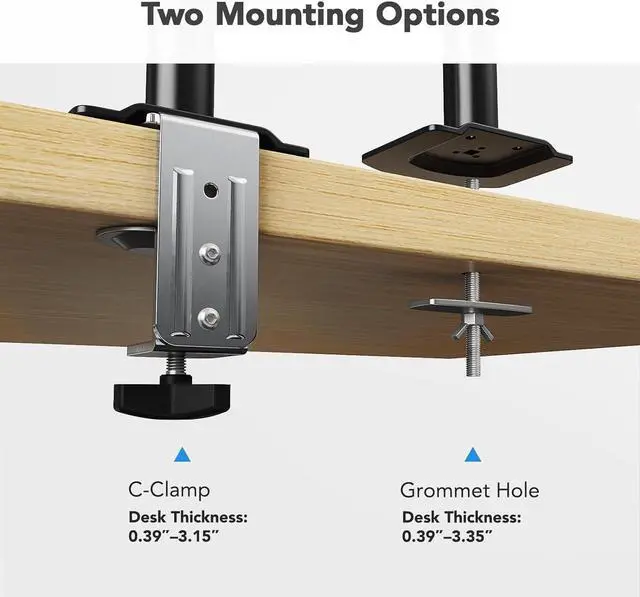 Alt view image 7 of 7 - HUANUO Single Monitor Arm, Tall Computer Monitor Stand for 1332 inch Screens Holds 4.4-19.8 lbs, Adjustable Monitor Mount Gas Spring Full Motion with C-Clamp & Grommet Base, VESA 75x75 or 100x100mm