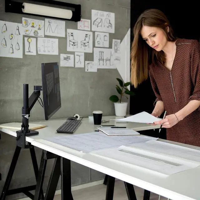 Alt view image 4 of 7 - Ergotron  NX Single Monitor Arm, VESA Desk Mount  for Monitors Up to 34 Inches, 0 to 18 lbs  Matte Black