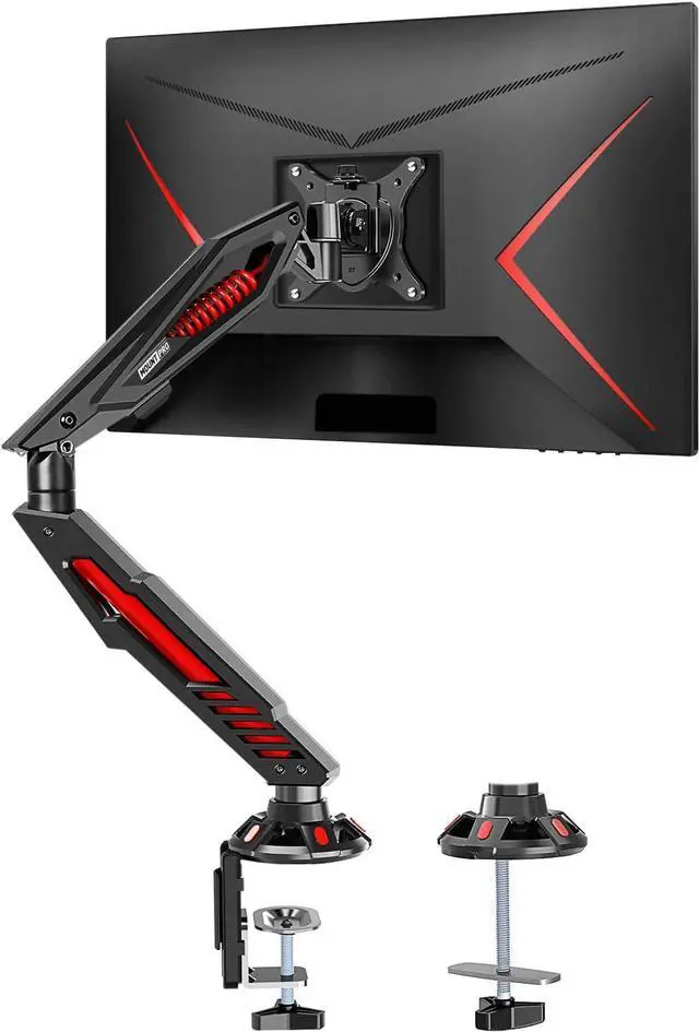 Main image of MOUNT PRO Single Gaming Monitor Stand - Mechanical Spring Display Mount, Adjustable Gaming Monitor Arm with C Clamp and Grommet Mounting Base - Fits for Computer Screen up to 32, VESA 75x75, 100x100