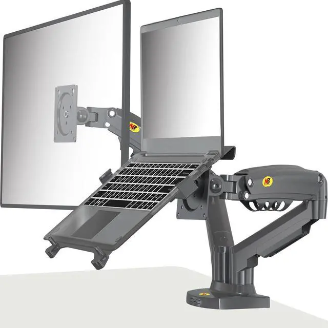 Main image of NB North Bayou Laptop Mount with Adjustable Tray for 10-17Notebook, Full Motion Arm with VESA Plate for 17-30Monitor,Clamp-on Grommet Mounting F160-FP (Black)