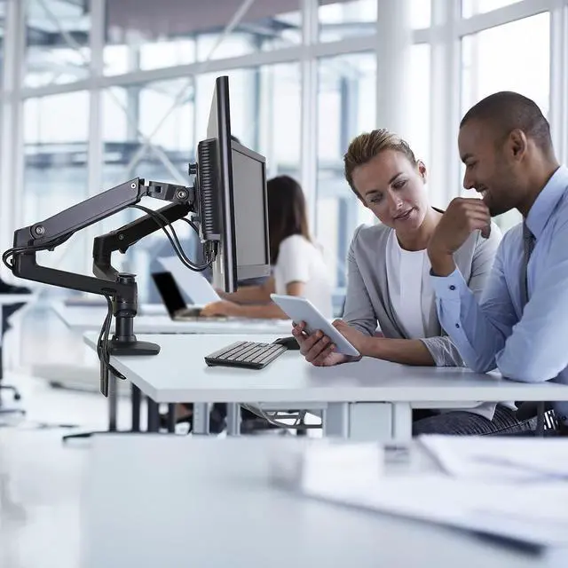 Alt view image 6 of 7 - Ergotron  LX Dual Monitor Arm, VESA Desk Mount  for 2 Monitors Up to 27 Inches, 7 to 20 lbs Each  Matte Black