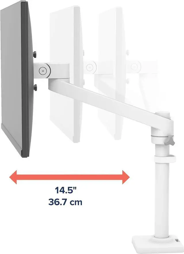 Alt view image 5 of 7 - Ergotron  NX Single Monitor Arm, VESA Desk Mount  for Monitors Up to 34 Inches, 0 to 18 lbs  White