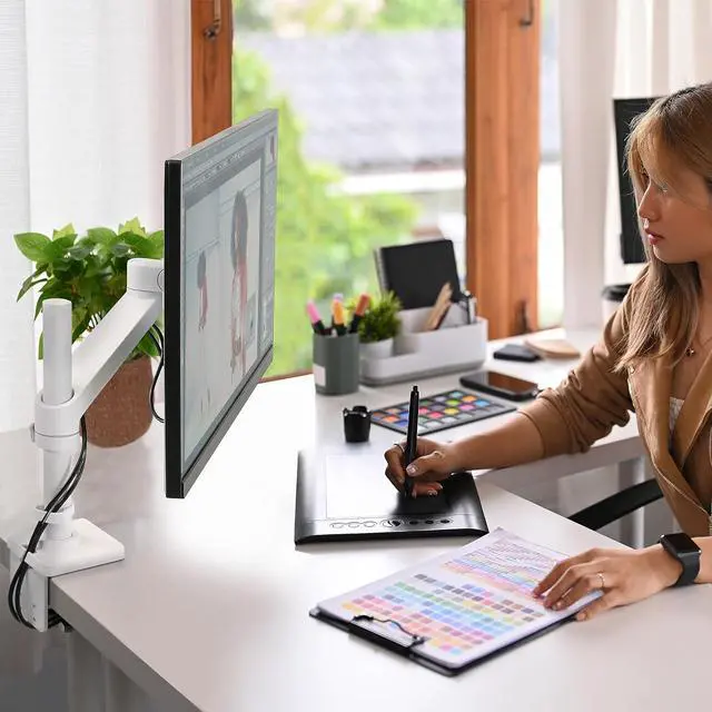 Alt view image 2 of 7 - Ergotron  NX Single Monitor Arm, VESA Desk Mount  for Monitors Up to 34 Inches, 0 to 18 lbs  White