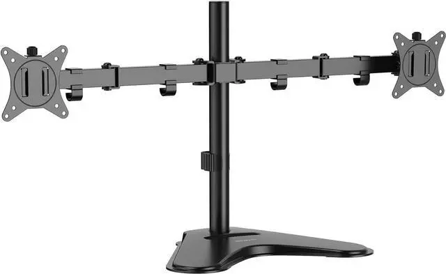 Main image of Mount-It! Dual Monitor Stand for Desks, Dual Monitor Arm Fits 2 Monitors max. 32" / 19.8 lbs, Full Motion Adjustment Monitor Stand with Sturdy Freestanding Base, Incl. Smartphone Slot, Black