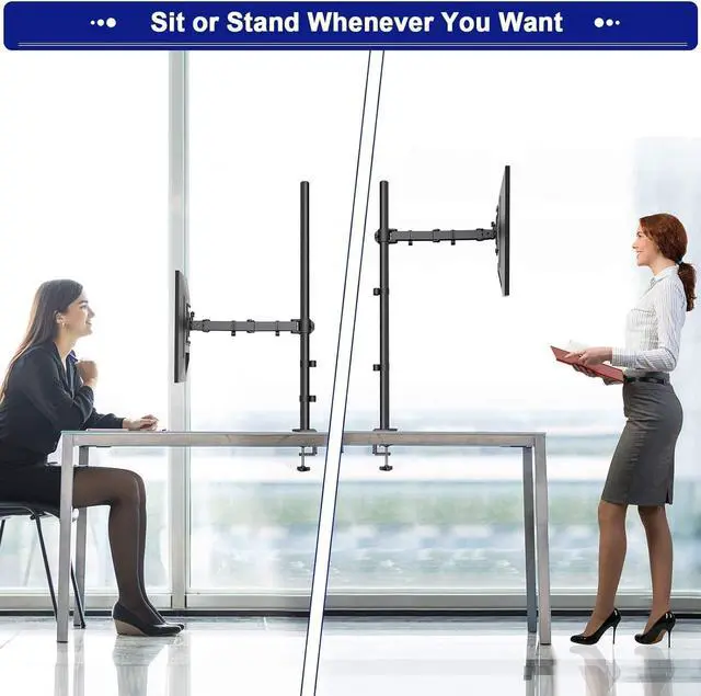 Alt view image 2 of 7 - HUANUO Monitor Arm Desk Mount, Fully Adjustable Stand Computer Mount for 13-32 In Screen, Ultra Wide Screen to 38In, Single Extra Tall 39 Inch Monitor Stand Holds up to 22lbs with C Clamp/Grommet Base