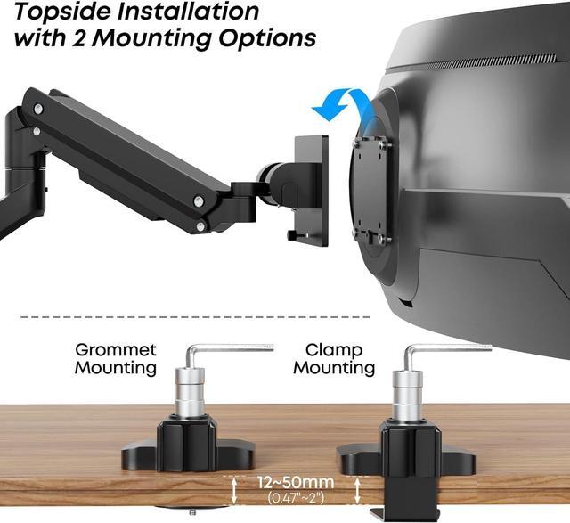 Alt view image 7 of 7 - IMtKotW Premium Heavy Duty Monitor Arm for 17 to 49 inch Screens up to 44lbs, Fully Adjustable Ultrawide Single Clamp-on Desk Mount Stand, VESA 75x75/100x100mm