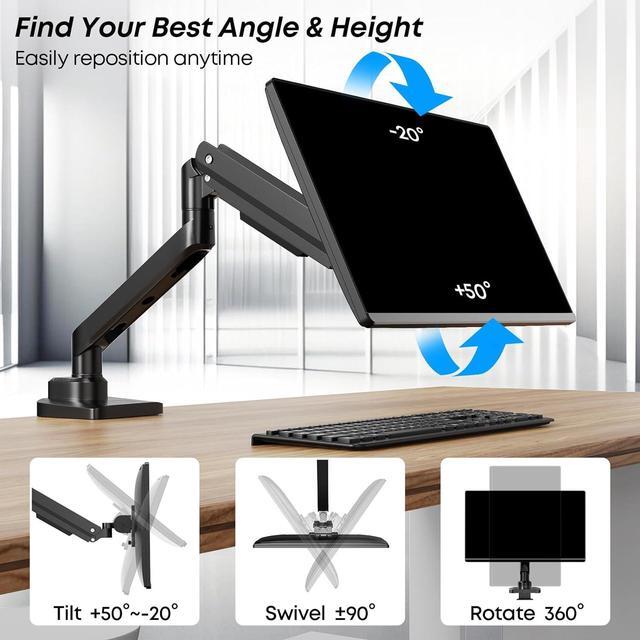 Alt view image 3 of 7 - IMtKotW Premium Heavy Duty Monitor Arm for 17 to 49 inch Screens up to 44lbs, Fully Adjustable Ultrawide Single Clamp-on Desk Mount Stand, VESA 75x75/100x100mm