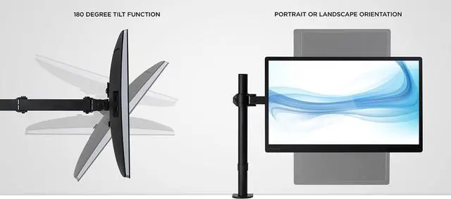 Alt view image 6 of 7 - Mount-It! Single Monitor Arm Mount | Desk Stand | Full Motion Height Adjustable Articulating Tilt | Fits 19 21 24 27 29 30 32 Inch VESA 75 100 Compatible Computer Screen | C-Clamp and Grommet Base