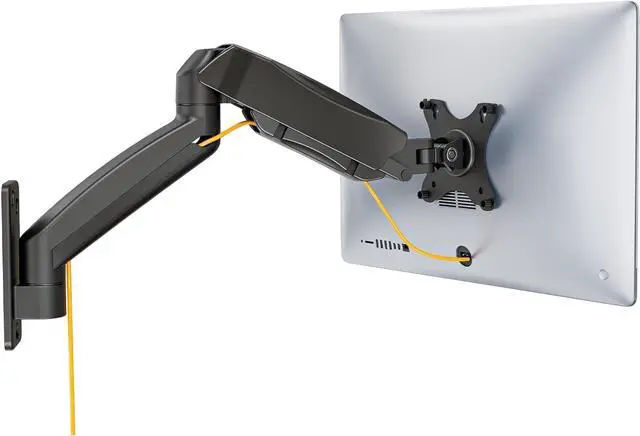 Main image of WALI Single Monitor Wall Mount, Gas Spring Monitor Arm for 1 Screen up to 32 inch, 19.8 lbs. Fully Adjustable Arm Max Extension 21.2 inch (GSWM001), Black