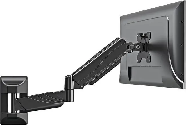 Main image of MOUNTUP Single Monitor Wall Mount for 17-32 Inch Computer Screen, Wall Mounted Monitor Holder Support 4.4-17.6lbs Display, Gas Spring Monitor Arm, VESA Bracket for VESA 75x75mm and 100x100mm, Black