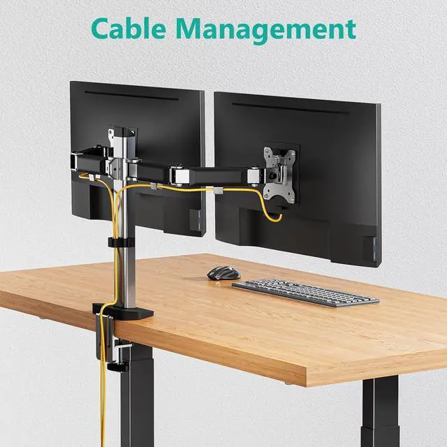 Alt view image 5 of 7 - WALI Dual Monitor Mount, Monitor Arm Fits 2 Screens up to 32 inch, Dual Monitor Stand for Desk 19.8 lbs Weight Capacity per Arm Fully Adjustable Designed for Home Office (M002N), Black