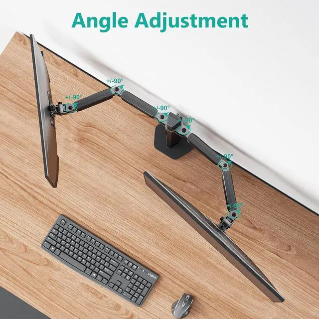 Alt view image 4 of 7 - WALI Dual Monitor Mount, Monitor Arm Fits 2 Screens up to 32 inch, Dual Monitor Stand for Desk 19.8 lbs Weight Capacity per Arm Fully Adjustable Designed for Home Office (M002N), Black