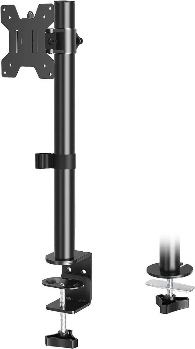 Main image of MOUNTUP Single Monitor Mount, Adjustable Monitor Stand for Max 32 Inch Flat Curved Computer Screen, Monitor Arm Desk Mount Fit VESA 75x75& 100x100, up to 17.6lbs, with C-Clamp and Grommet Base, Black