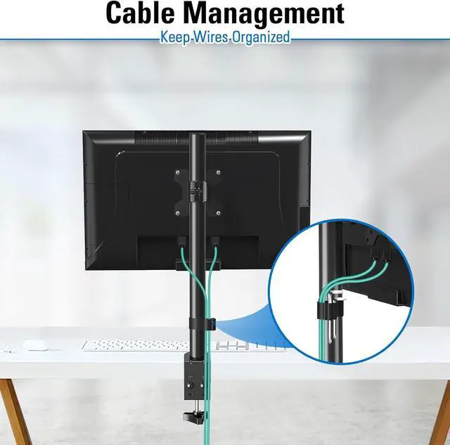 Alt view image 7 of 7 - MOUNTUP Single Monitor Mount, Adjustable Monitor Stand for Max 32 Inch Flat Curved Computer Screen, Monitor Arm Desk Mount Fit VESA 75x75& 100x100, up to 17.6lbs, with C-Clamp and Grommet Base, Black