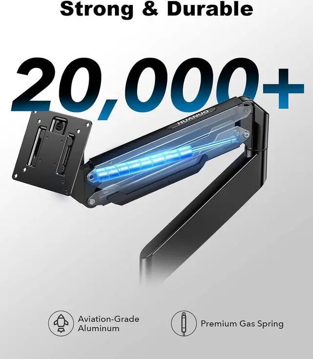 Alt view image 6 of 7 - HUANUO Ultrawide Monitor Arm for 13 to 43 Inch Screens, Single Heavy Duty Monitor Arm Holds up to 33 lbs, Full Motion Monitor Desk Mount with Tilt Swivel Rotation, VESA 75x75mm or 100x100mm