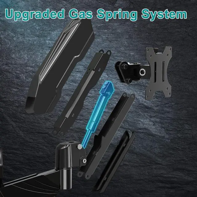 Alt view image 3 of 7 - MOUNT PRO Monitor Wall Mount for 13 to 32 Inch Computer Screens, Single Monitor Mount with Tilt/Swivel/Rotation Adjustable, Gas Spring Wall Arm Holds up to 17.6lbs, Vesa Wall Mount 100x100