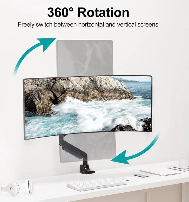 Alt view image 4 of 7 - MOUNT PRO Single Monitor Mount for 22-43 inch Ultrawide Computer Screen, Premium Aluminum Heavy Duty Monitor Arm Holds 6.6lbs to 33lbs, Gas Spring Full Motion Display Desk Stand, VESA Mount