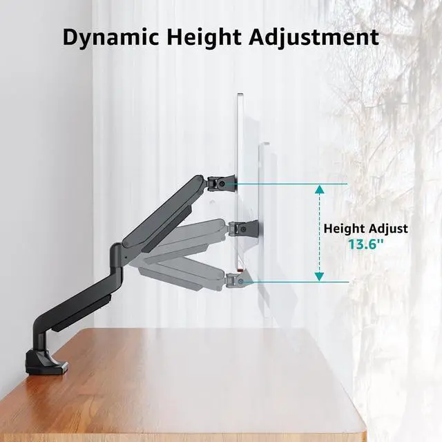 Alt view image 5 of 7 - MOUNT PRO Single Monitor Mount for 22-43 inch Ultrawide Computer Screen, Premium Aluminum Heavy Duty Monitor Arm Holds 6.6lbs to 33lbs, Gas Spring Full Motion Display Desk Stand, VESA Mount