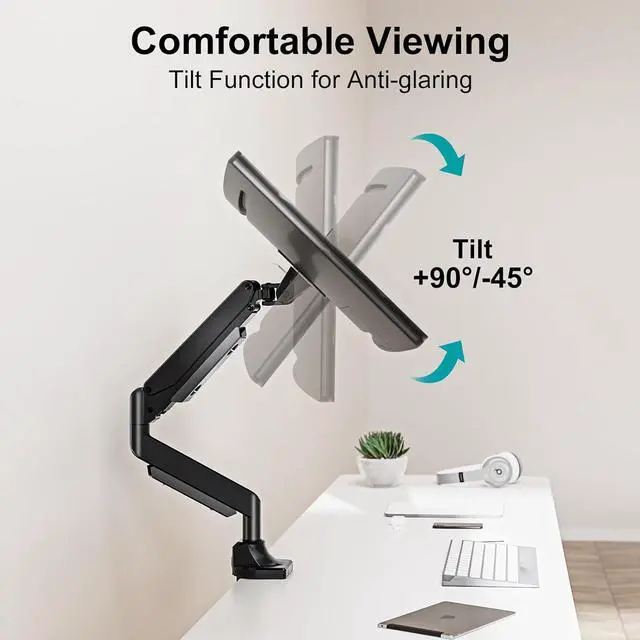 Alt view image 7 of 7 - MOUNT PRO Single Monitor Mount for 22-43 inch Ultrawide Computer Screen, Premium Aluminum Heavy Duty Monitor Arm Holds 6.6lbs to 33lbs, Gas Spring Full Motion Display Desk Stand, VESA Mount