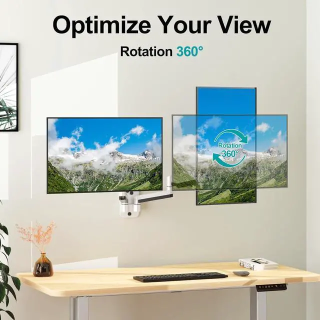 Alt view image 4 of 5 - MOUNT PRO Dual Monitor Wall Mount for 13 to 32 Inch Computer Screens, Gas Spring Wall Monitor Arm for 2 Monitors, Each Holds Up to 17.6lbs, Adjustable Wall Monitor Mount with VESA 75x75/100x100, White