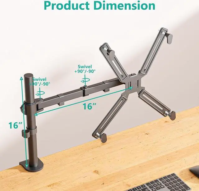Alt view image 4 of 6 - WALI Single Monitor Arm Desk Mount, with Mounting Adaptor Brackets, Monitor Arm Holds Up to 27 Screens Without Mounting Holes, Adjustable Stand for Home, Office, School Application, (M001U), Black