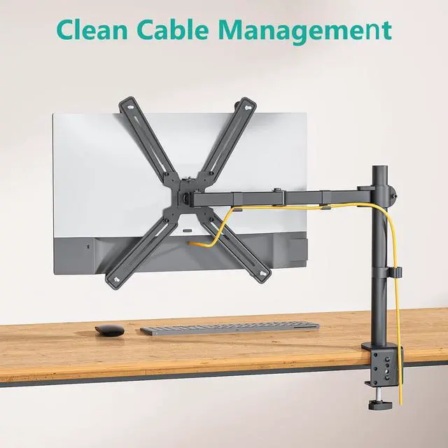 Alt view image 6 of 6 - WALI Single Monitor Arm Desk Mount, with Mounting Adaptor Brackets, Monitor Arm Holds Up to 27 Screens Without Mounting Holes, Adjustable Stand for Home, Office, School Application, (M001U), Black