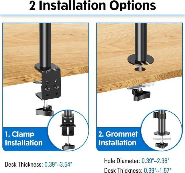 Alt view image 4 of 7 - MOUNTUP Single Monitor Mount, Adjustable Monitor Stand for Max 32 Inch Flat Curved Computer Screen, Monitor Arm Desk Mount Fit VESA 75x75& 100x100, up to 17.6lbs, with C-Clamp and Grommet Base, Black
