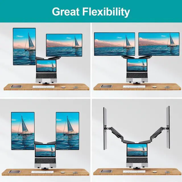 Alt view image 3 of 7 - MOUNT PRO Dual Monitor Arm and Laptop Tray, Fit Two 27" Screens, Max 17" Notebooks