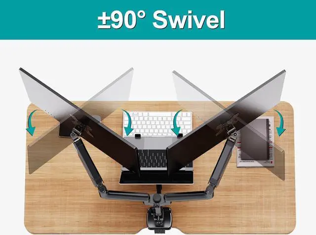 Alt view image 6 of 7 - MOUNT PRO Dual Monitor Arm and Laptop Tray, Fit Two 27" Screens, Max 17" Notebooks