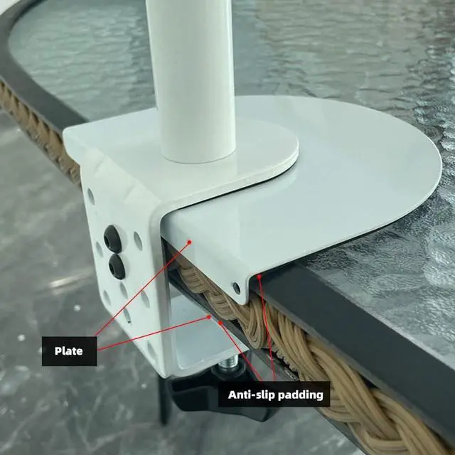 Alt view image 5 of 6 - Steel Monitor Mount Reinforcement PlateMonitor Arm Reinforcement Plate for Fragile Tabletop, Monitor Mount Reinforcement Plate Fits Most Monitor Stand C Clamp Installation (White-1)