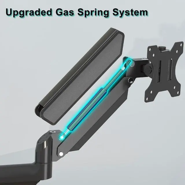 Alt view image 4 of 7 - Monitor Wall Mount Fits 17-32 Inch Flat/Curved Computer Screens, Single Arm Holds up to 19.8lbs, Height Adjustable Gas Spring Wall Monitor Stand Tilt, VESA Mount 75x75/100x100