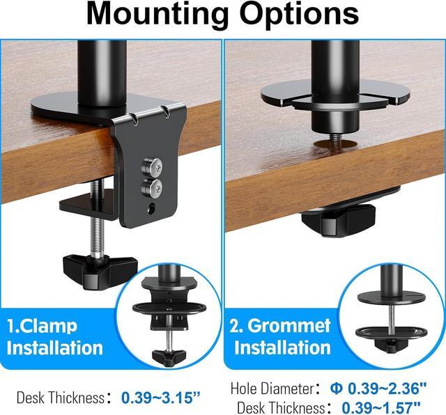 Alt view image 5 of 7 - Vertical Dual Monitor Stand, Stacked Monitor Mount for 2 Screen Max 32 inches, Computer Monitor Arm Holds up to 17.6 lbs Each, Height Adjustable, Swivel, Tilt Monitor Desk Mount, VESA 75/100